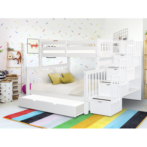 Harriet Bee Tena Twin Over Full 4 Drawer Solid Wood Standard Bunk Beds